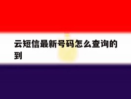 包含云短信最新号码怎么查询的到的词条