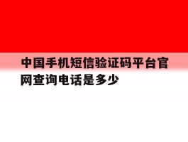 中国手机短信验证码平台官网查询电话是多少