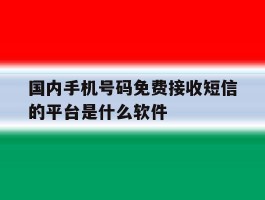 国内手机号码免费接收短信的平台是什么软件的简单介绍
