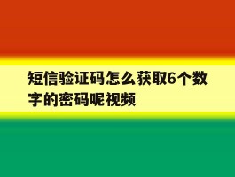 短信验证码怎么获取6个数字的密码呢视频