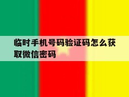 临时手机号码验证码怎么获取微信密码