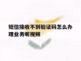 短信接收不到验证码怎么办理业务呢视频