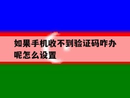 如果手机收不到验证码咋办呢怎么设置