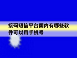 接码短信平台国内有哪些软件可以用手机号