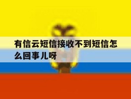 有信云短信接收不到短信怎么回事儿呀的简单介绍