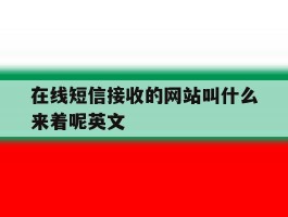 在线短信接收的网站叫什么来着呢英文