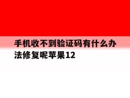 手机收不到验证码有什么办法修复呢苹果12的简单介绍