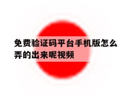 免费验证码平台手机版怎么弄的出来呢视频