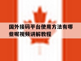 国外接码平台使用方法有哪些呢视频讲解教程