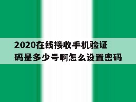 2020在线接收手机验证码是多少号啊怎么设置密码