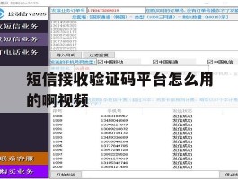 短信接收验证码平台怎么用的啊视频
