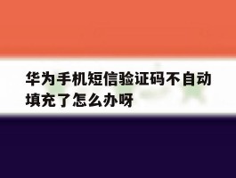 包含华为手机短信验证码不自动填充了怎么办呀的词条