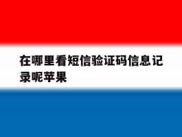 在哪里看短信验证码信息记录呢苹果