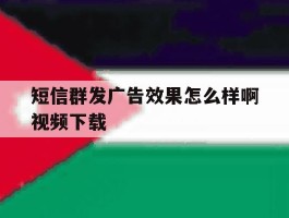 短信群发广告效果怎么样啊视频下载