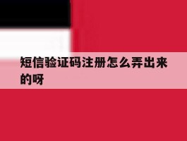 短信验证码注册怎么弄出来的呀