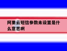 阿里云短信参数未设置是什么意思啊