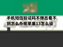 包含手机短信验证码不弹出看不到怎么办呢苹果13怎么设置的词条