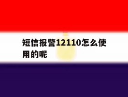 短信报警12110怎么使用的呢