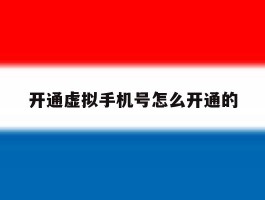 开通虚拟手机号怎么开通的