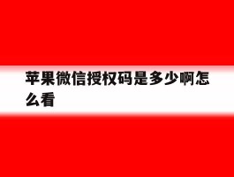 包含苹果微信授权码是多少啊怎么看的词条