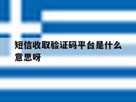 短信收取验证码平台是什么意思呀