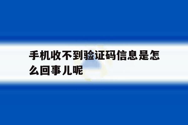 手机收不到验证码信息是怎么回事儿呢 手机收不到验证码信息是怎么回事儿呢
