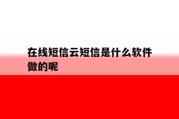 在线短信云短信是什么软件做的呢 在线短信云短信是什么软件做的呢