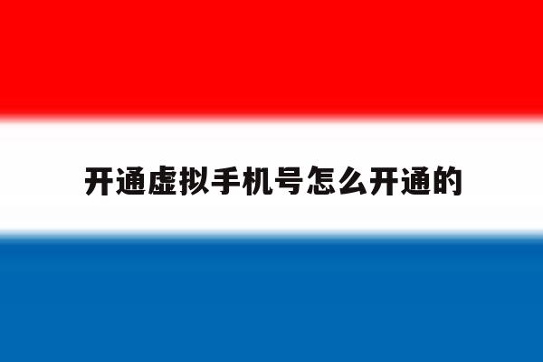 开通虚拟手机号怎么开通的 开通虚拟手机号怎么开通的