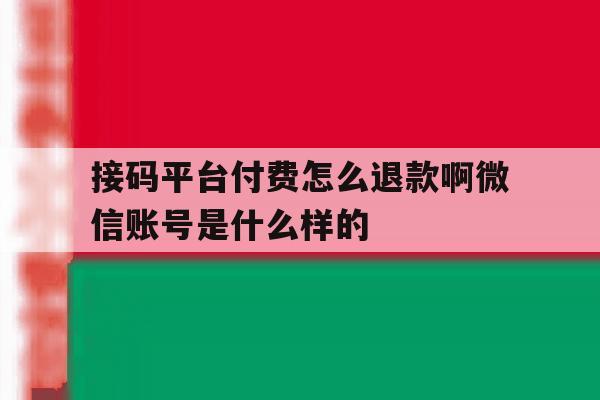 接码平台付费怎么退款啊微信账号是什么样的的简单介绍 接码平台付费怎么退款啊微信账号是什么样的的简单介绍