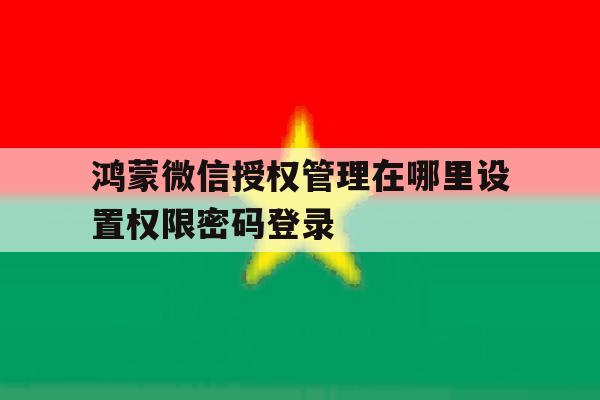 鸿蒙微信授权管理在哪里设置权限密码登录 鸿蒙微信授权管理在哪里设置权限密码登录