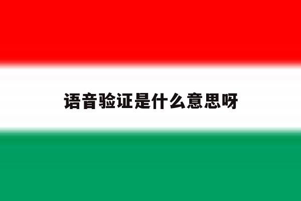 语音验证是什么意思呀 语音验证是什么意思呀