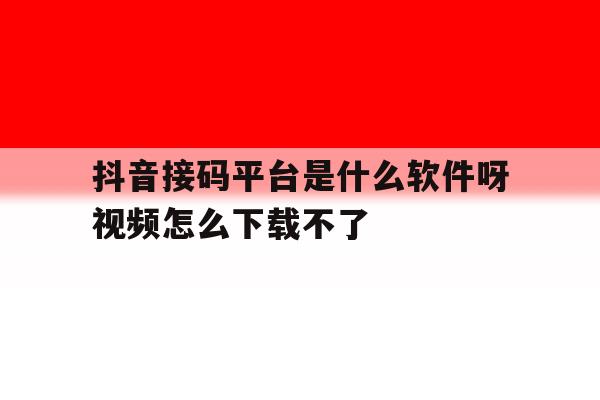 抖音接码平台是什么软件呀视频怎么下载不了 抖音接码平台是什么软件呀视频怎么下载不了