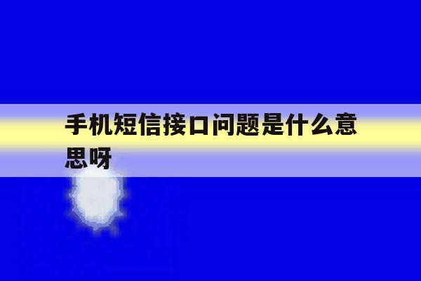 手机短信接口问题是什么意思呀 手机短信接口问题是什么意思呀
